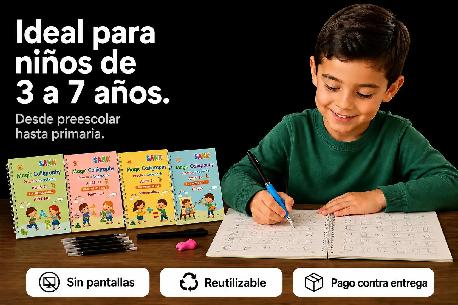 Kit de Caligrafía Mágica — Escribe, Borra y Aprende™
