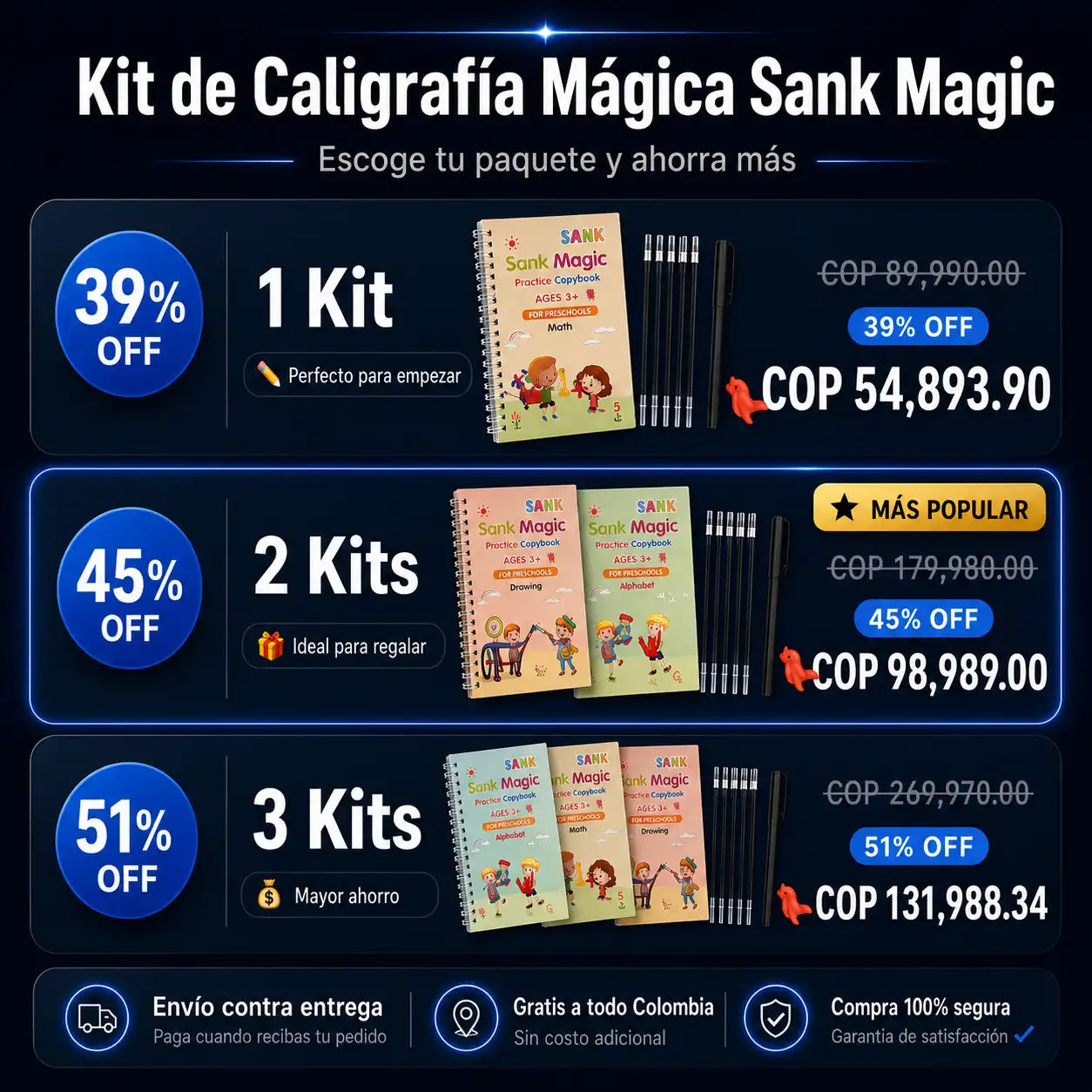 Kit de Caligrafía Mágica — Escribe, Borra y Aprende™